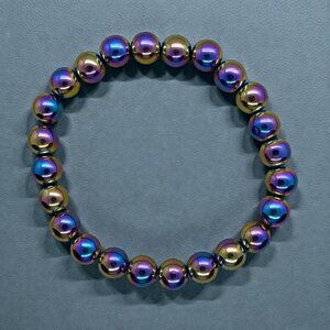 Rainbow Hematite Stretch Bracelet | Handmade